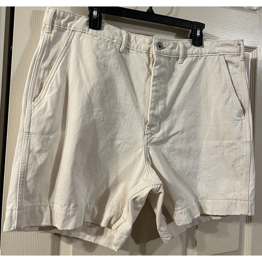 AE77 Shorts Mens 38 White Organic Cotton Chino Casual Outdoor Preppy Coastal